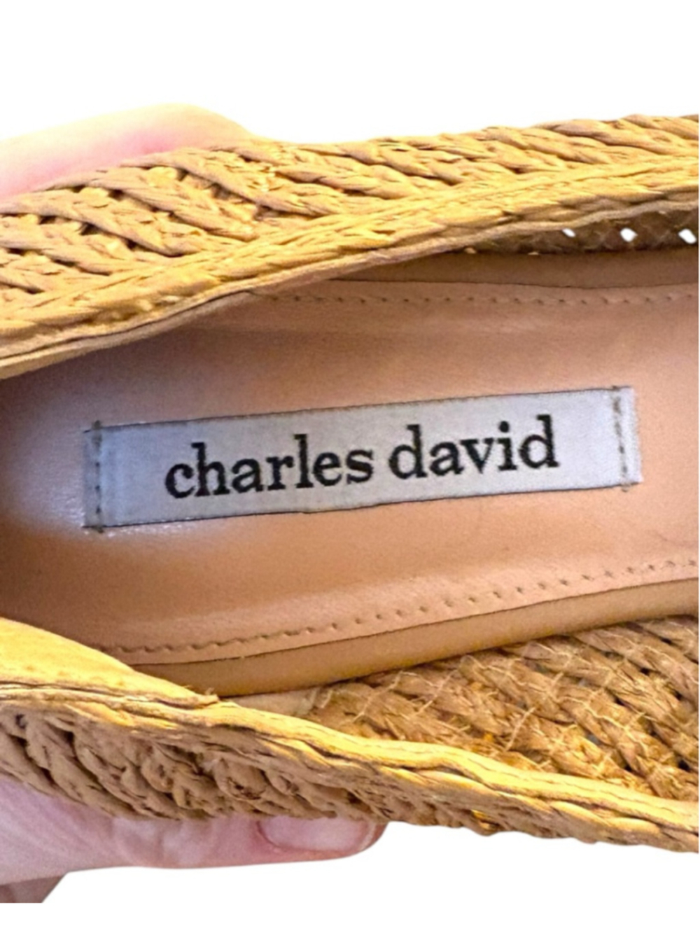 Charles David Woven Raffia Bow Loafers, 9.5, Pointed Toe Slip On Resort Chic - Picture 11 of 12